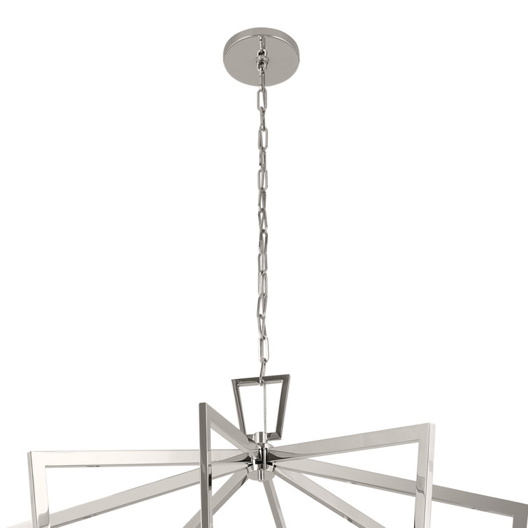 Polished Nickel 16-Light Open Cage Pendant Chandelier