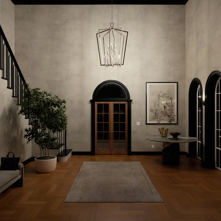 Polished Nickel 16-Light Open Cage Pendant Chandelier