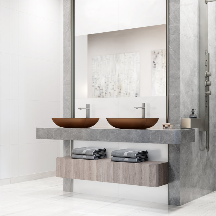 Sottile Blue Glass Rectangular Vessel Sink with Brushed Nickel Faucet