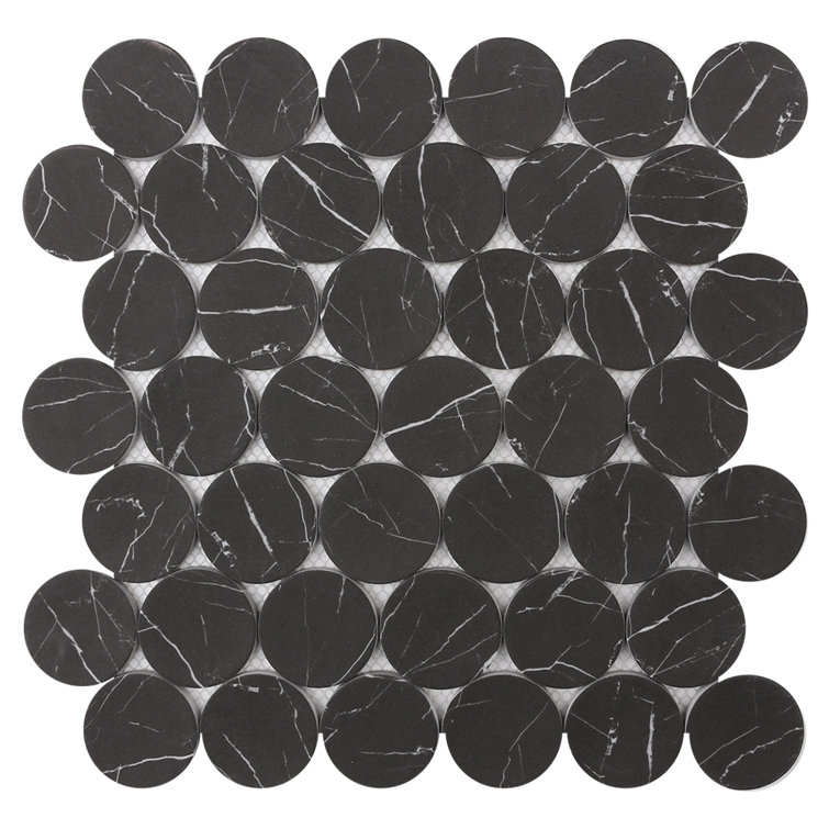 Nero Marquina Black Marble Look 12" x 12" Mosaic Tile