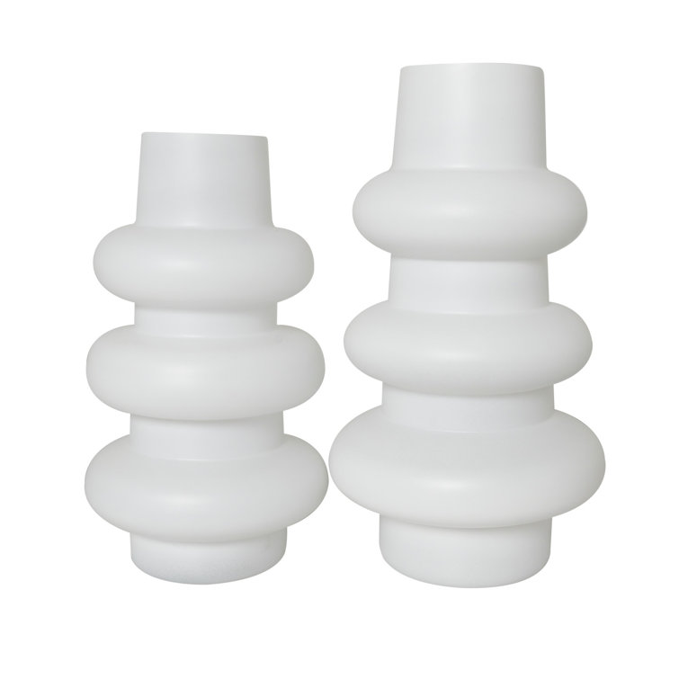 White Glass Novelty Table Vase Set of 2