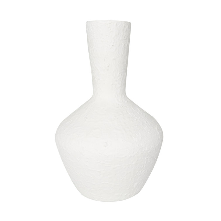 White Textured Glass Coastal Table Vase Set