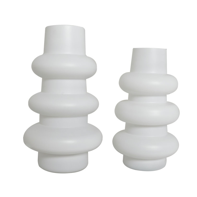 White Glass Novelty Table Vase Set of 2