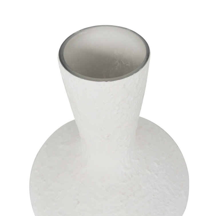 White Textured Glass Coastal Table Vase Set