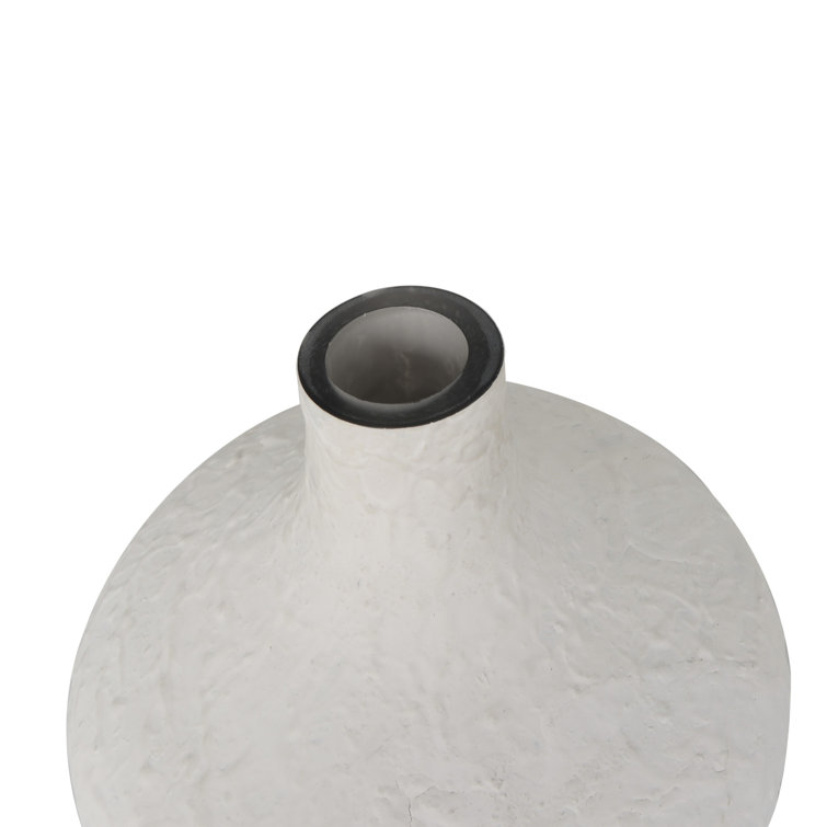 White Textured Glass Coastal Table Vase Set