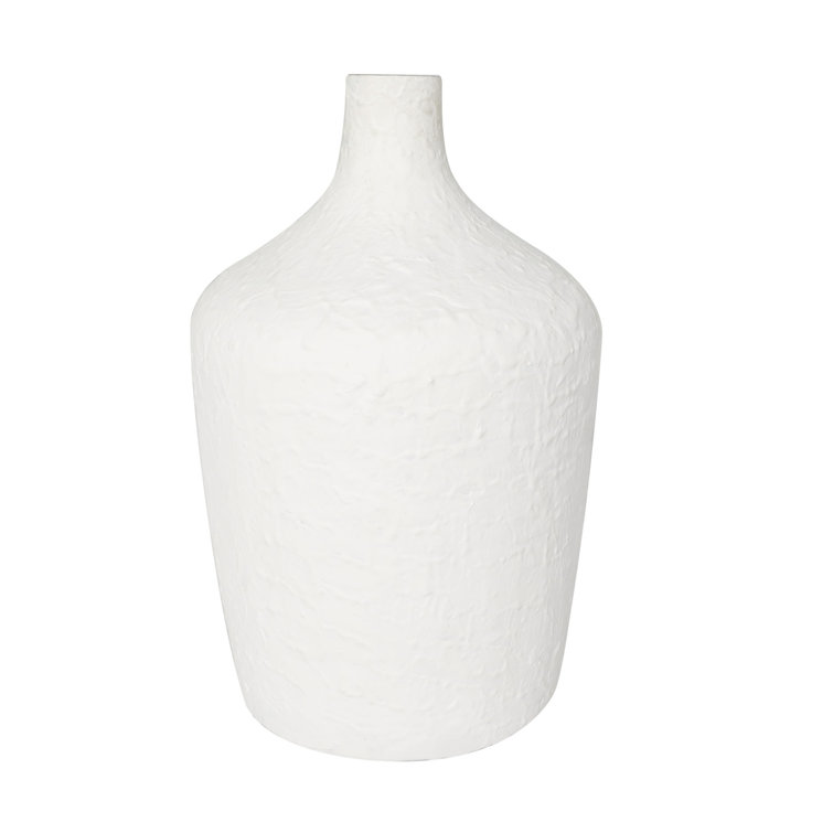 White Textured Glass Coastal Table Vase Set