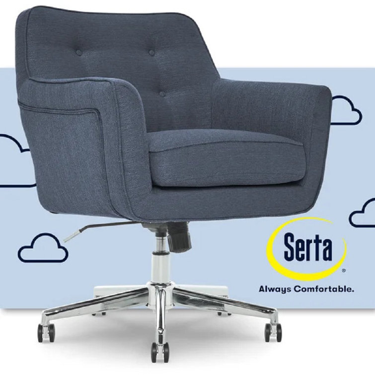 Ashland Home Executive Mid-Back Chair with Memory Foam, Chrome and Blue