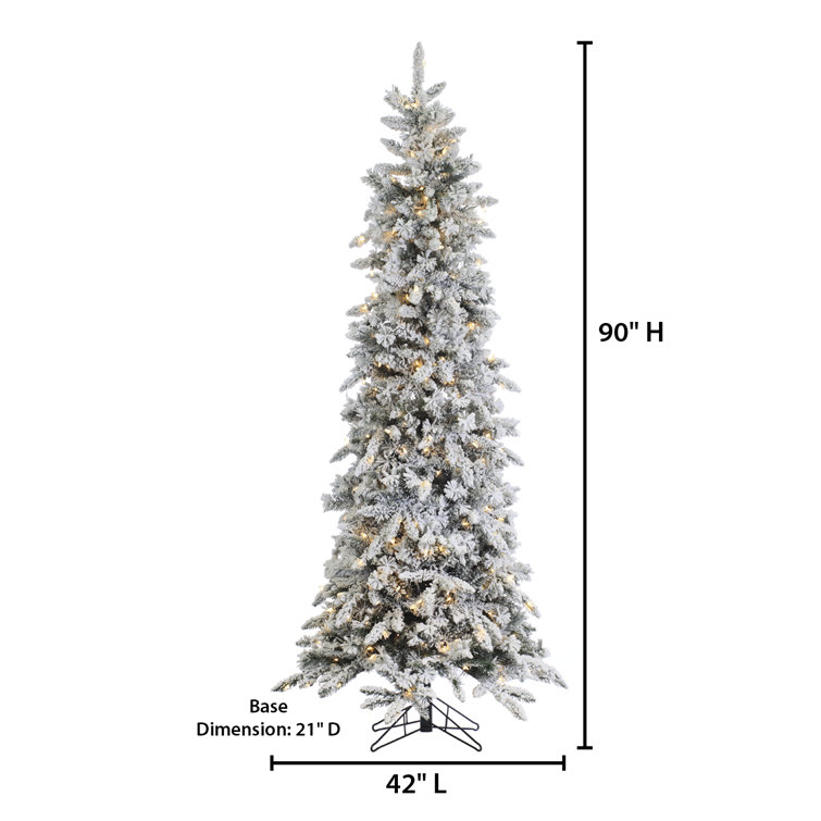 7.5' Flocked Pine Christmas Tree with Clear Lights