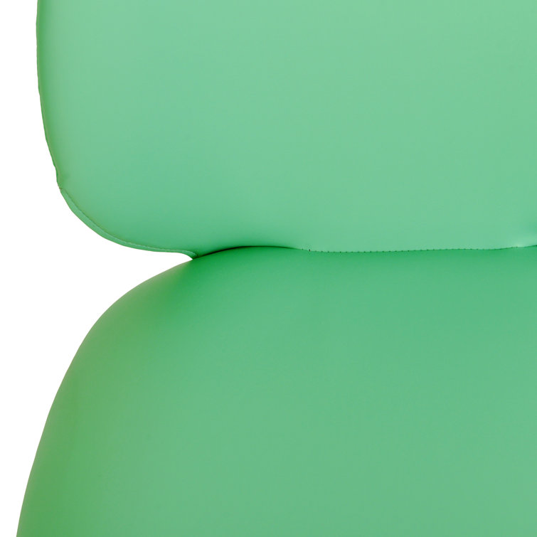Green Faux Leather Upholstered Side Chair with Iron Legs