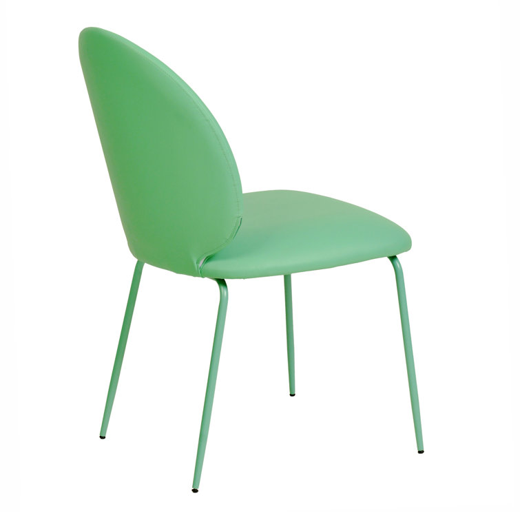 Green Faux Leather Upholstered Side Chair with Iron Legs