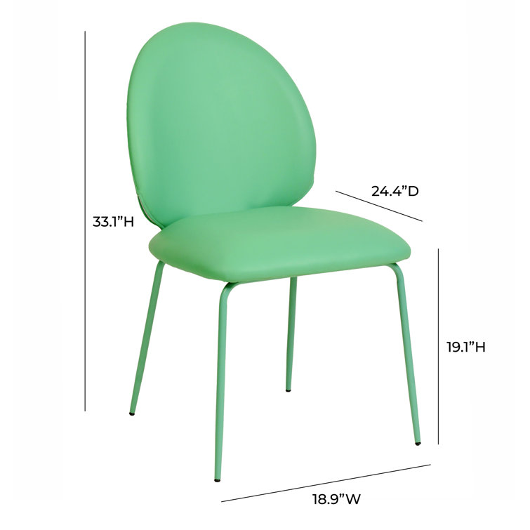 Green Faux Leather Upholstered Side Chair with Iron Legs