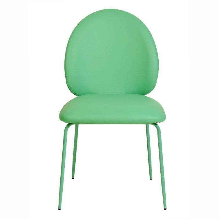 Green Faux Leather Upholstered Side Chair with Iron Legs