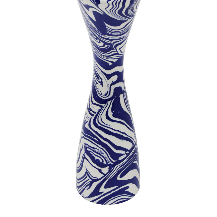 Blue and White Swirl Iron Resin Hourglass Candlestick
