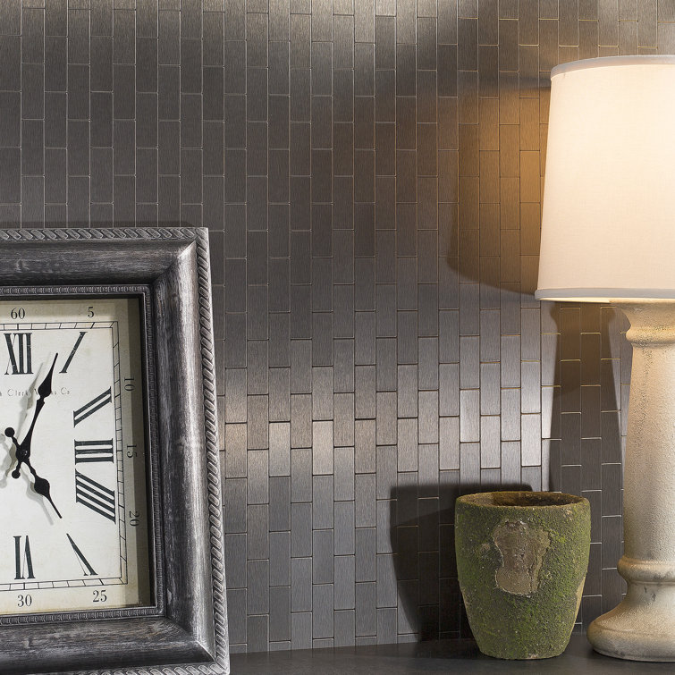 Stainless Steel Peel and Stick Subway Wall Tile Kit