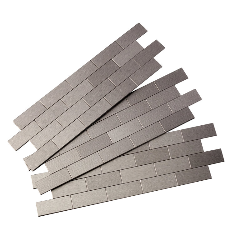 Stainless Steel Peel and Stick Subway Wall Tile Kit
