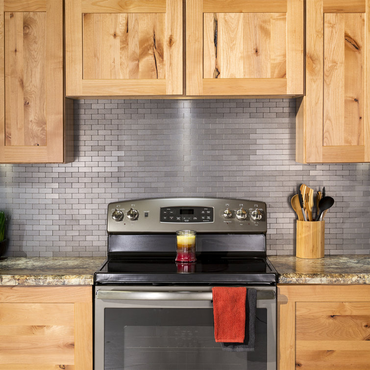 Stainless Steel Peel and Stick Subway Wall Tile Kit