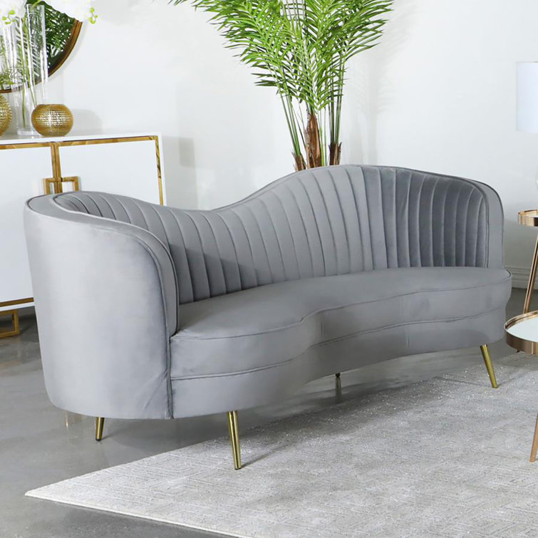 Sophia Gray Velvet and Gold 2-Piece Living Room Set