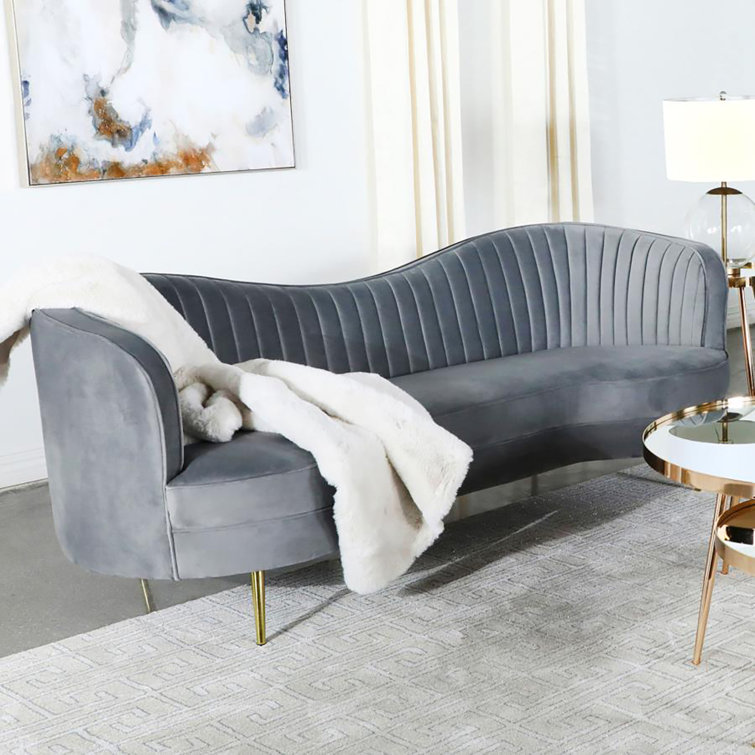 Sophia Gray Velvet and Gold 2-Piece Living Room Set