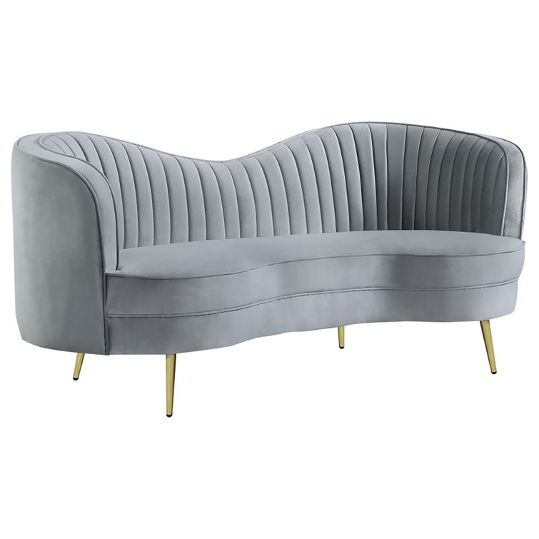 Sophia Gray Velvet and Gold 2-Piece Living Room Set