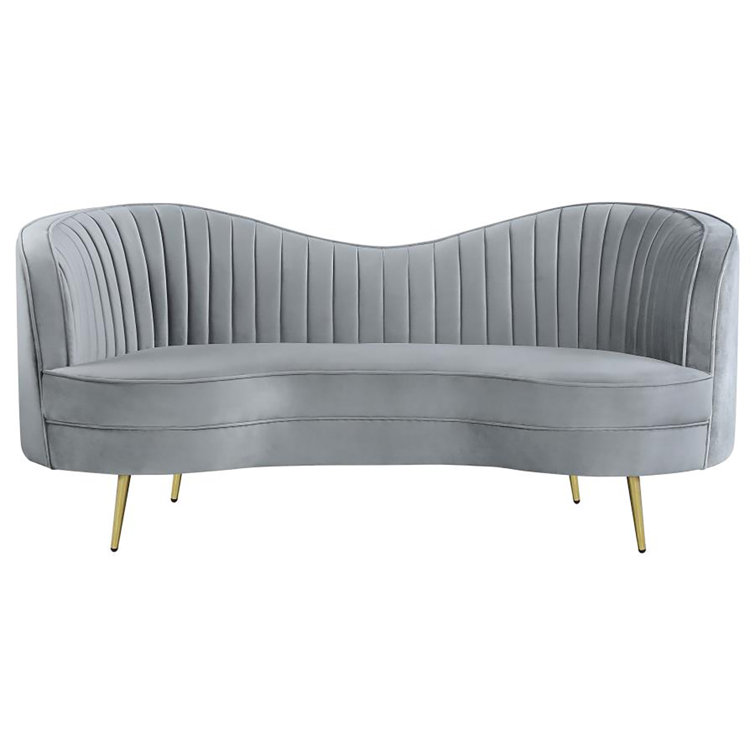 Sophia Gray Velvet and Gold 2-Piece Living Room Set