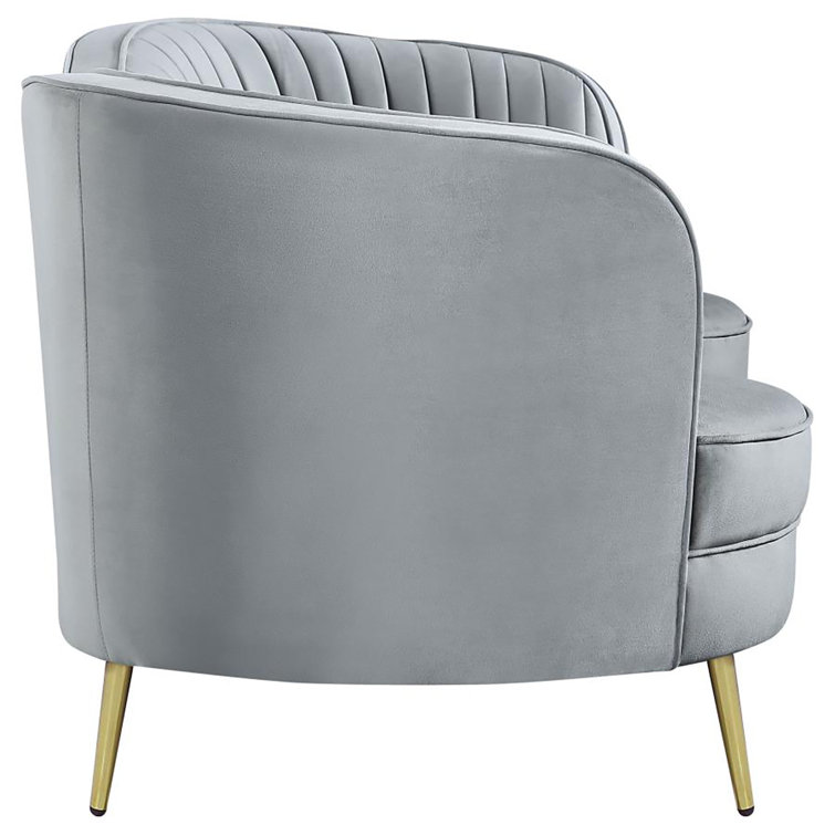 Sophia Gray Velvet and Gold 2-Piece Living Room Set