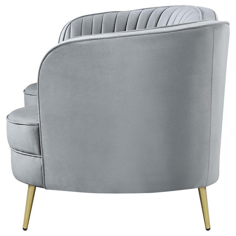 Sophia Gray Velvet and Gold 2-Piece Living Room Set