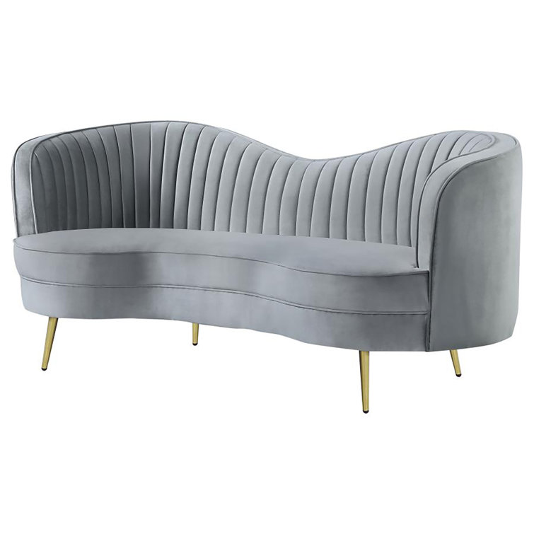 Sophia Gray Velvet and Gold 2-Piece Living Room Set