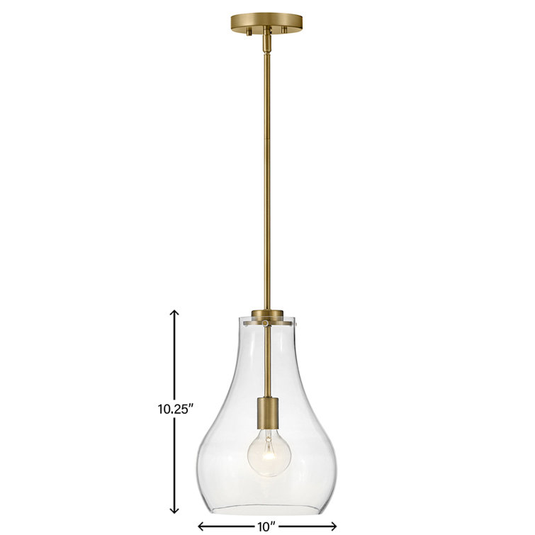 Lark Frankie Teardrop Clear Glass & Lacquered Brass Pendant Light