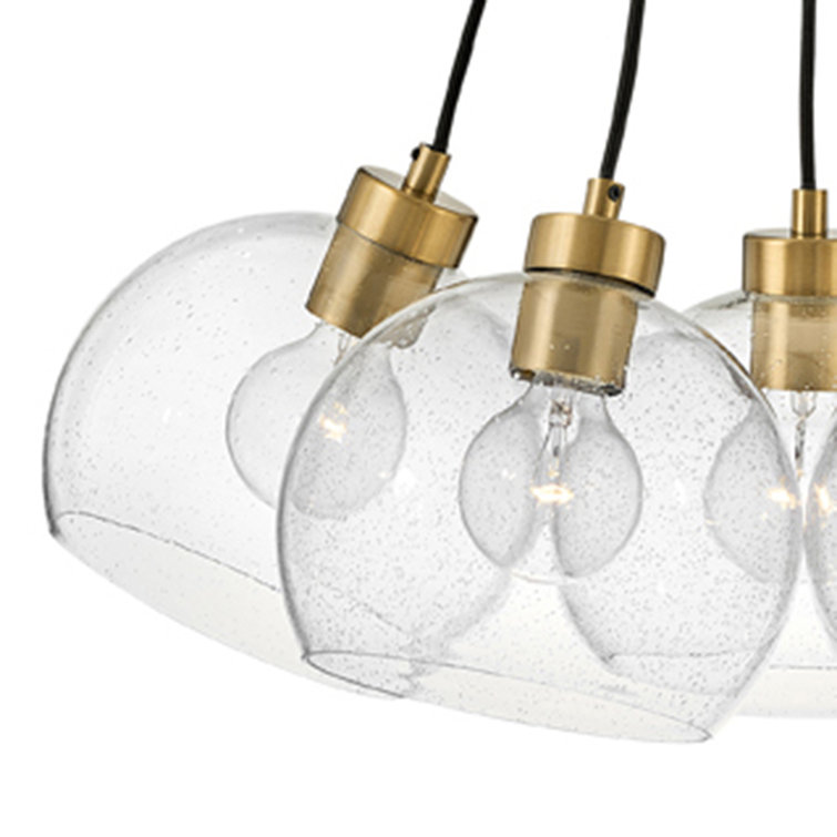 Kiyo 5-Light Clear Seeded Glass Brass Cluster Pendant