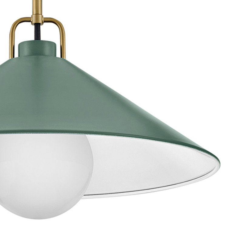 Sage Green and Brass 16" Steel Pendant Light