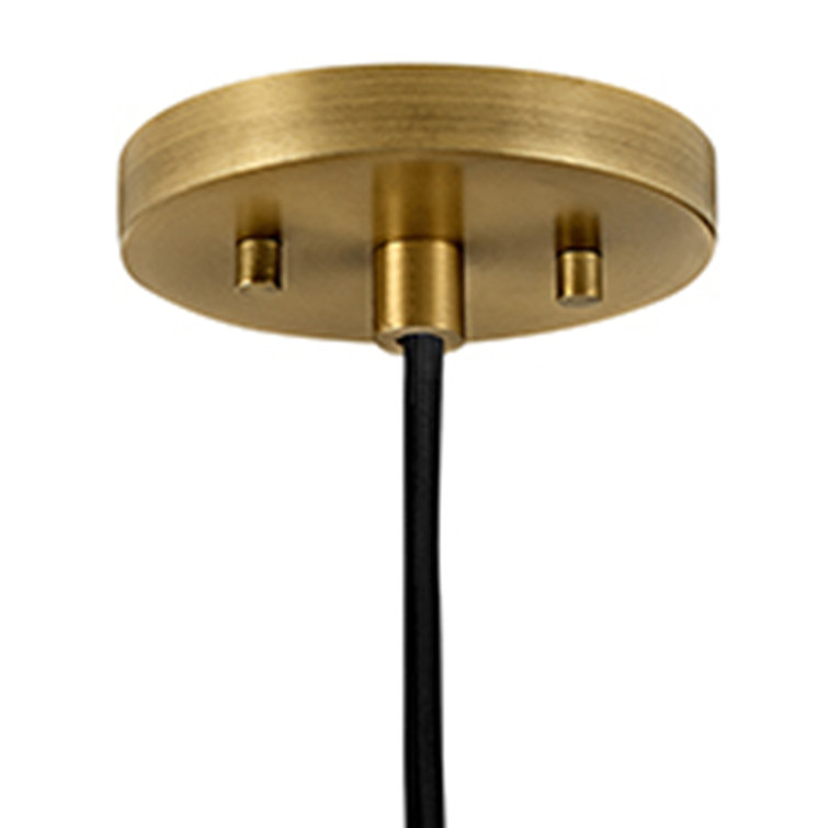 Matte Navy Metal Pendant Light with Brass Accents