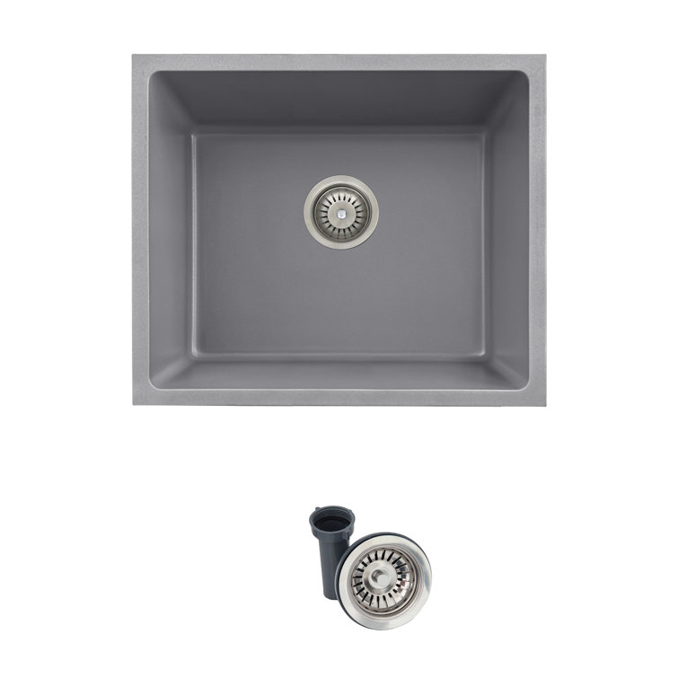 Gray 22" Single Bowl Drop-in Granite Composite Kitchen Sink