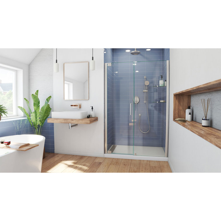 Elegance 53" Clear Glass Frameless Pivot Shower Door