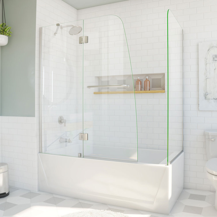 Aqua 56-60" Frameless Hinged Tub Door with Clear Glass