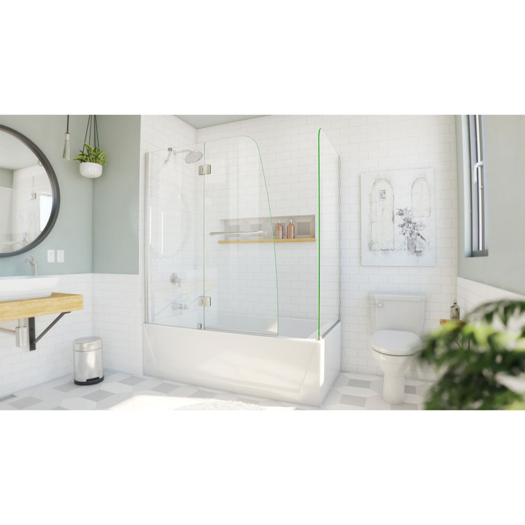 Aqua 56-60" Frameless Hinged Tub Door with Clear Glass