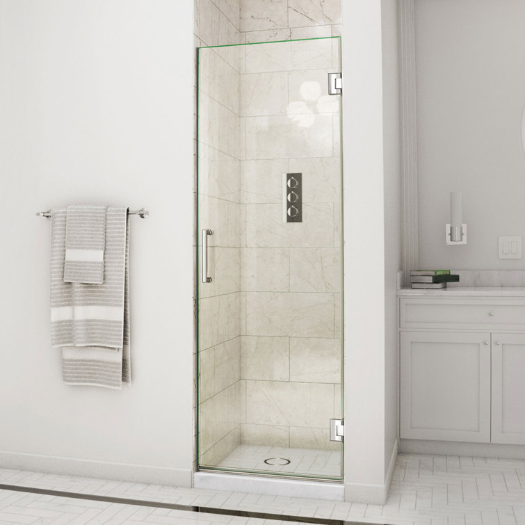 Unidoor 30" W x 72" H Frameless Hinged Shower Door in Black