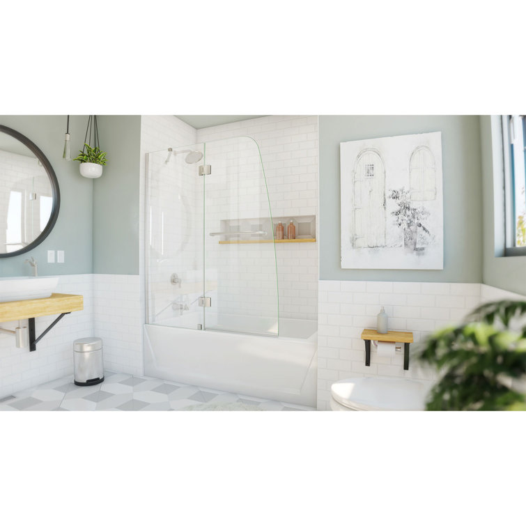 Aqua 48" x 58" Frameless Clear Glass Hinged Tub Door