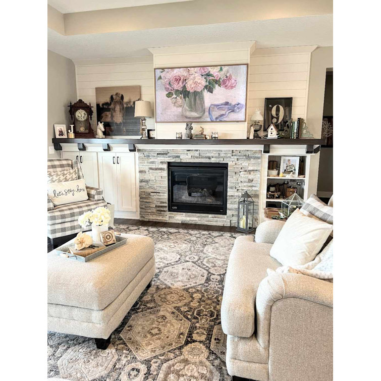 Orizaba Reversible Black Synthetic 5'3" x 7'3" Geometric Rug