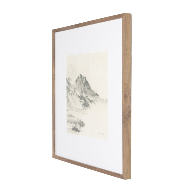 32" x 32" Charcoal Mountain Print in Walnut Frame
