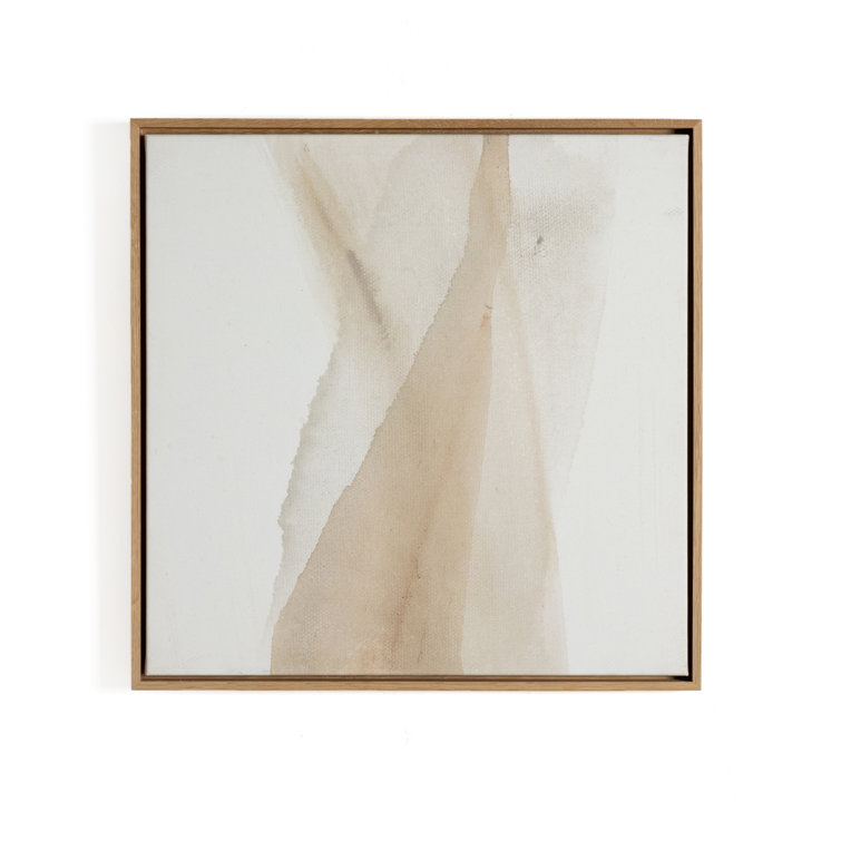Neutral Abstract Canvas Triptych with Oak Frames