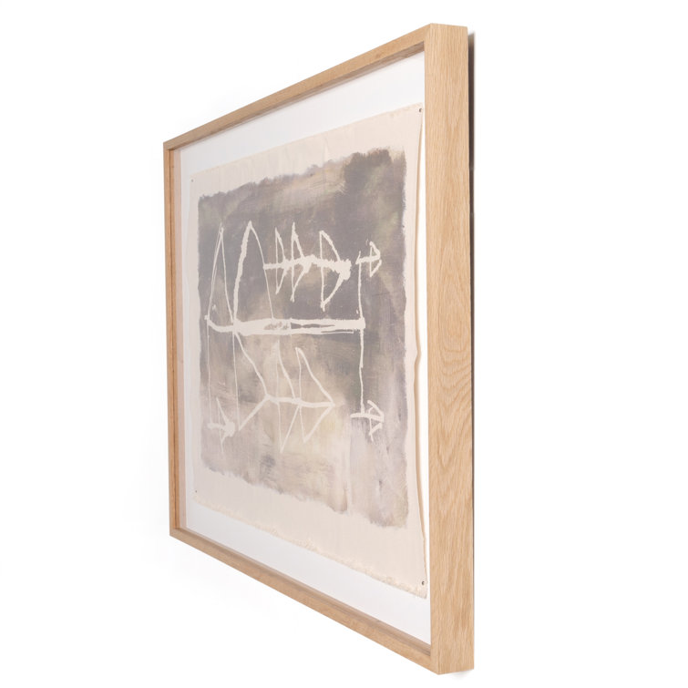 Large Abstract Framed Canvas Print in White Oak