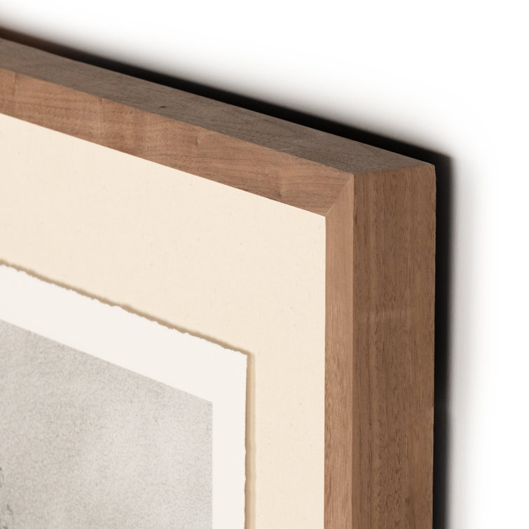 Vertical Black and White Landscape Art with Walnut Frame