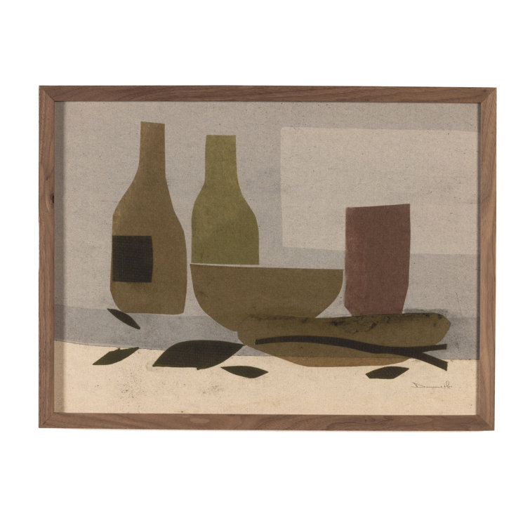 Wine and Olives Mixed Media Canvas Art in Wooden Frame