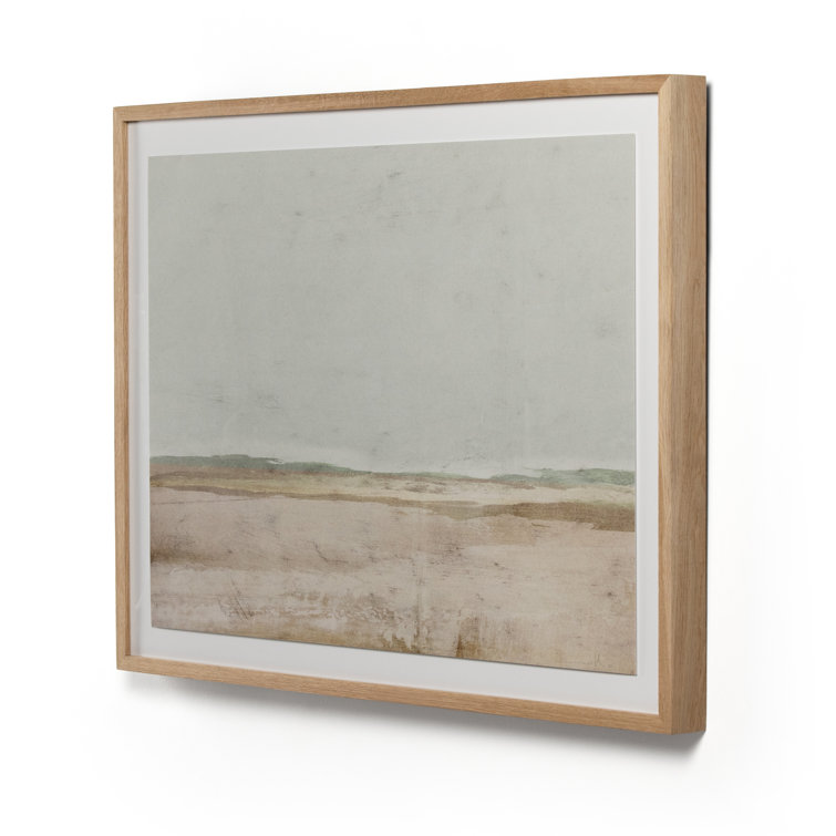 Serene Coastal Landscape Canvas Print with Oak Frame