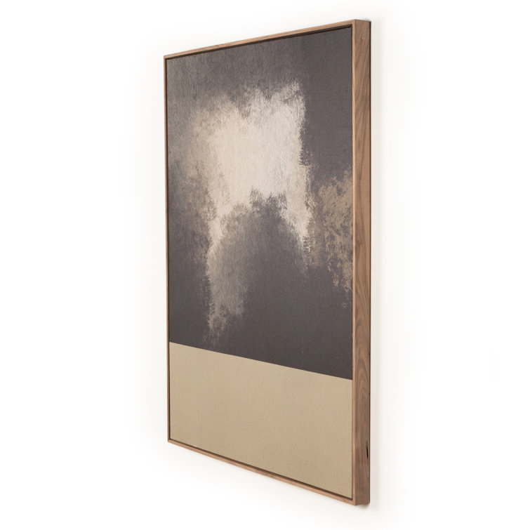 Abstract Landscape Canvas with Dark Brown Floater Frame