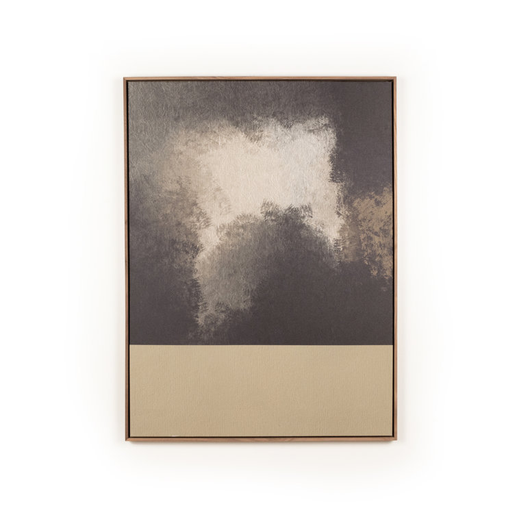 Abstract Landscape Canvas with Dark Brown Floater Frame