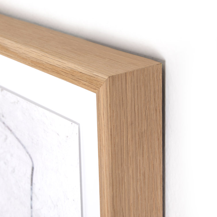 Large Abstract Black and White Canvas Art with Oak Frame