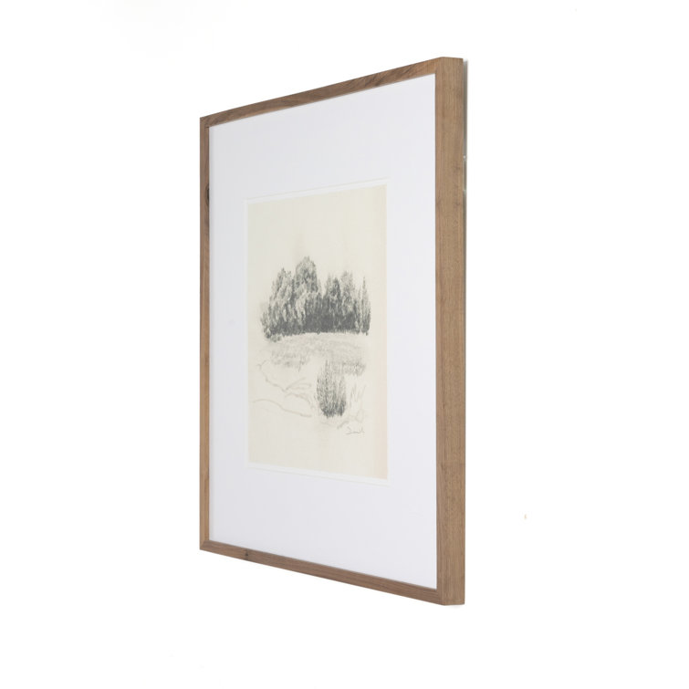 Charcoal Landscape Print in Rustic Walnut Frame, 32" x 32"