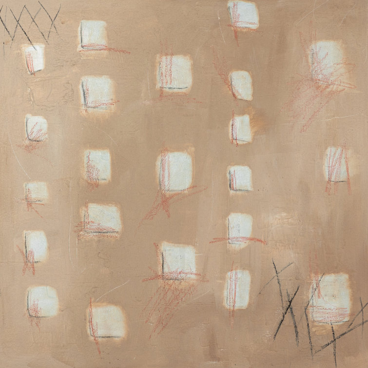 Abstract Natural Maple and Matte Canvas Wall Art, 32" x 32"