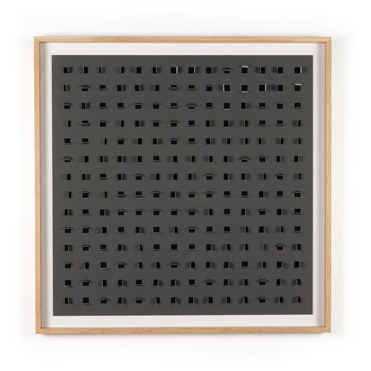 Abstract Black and White Oak Framed Canvas Print
